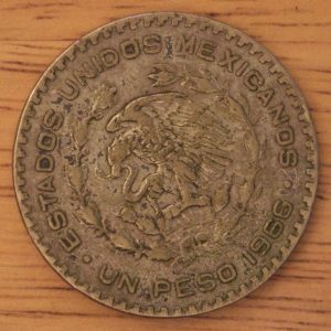 Mexican coin before cleaning